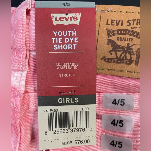 2/$30 Levi’s pink jean shorts girls size 4 or size 5 NWT - Picture 4 of 13